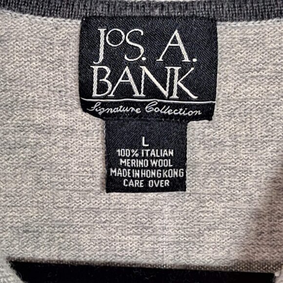 Jos A Banks Mens Large Soft Gray Italian Merino Wool Henley Sweater EUC - Picture 4 of 7